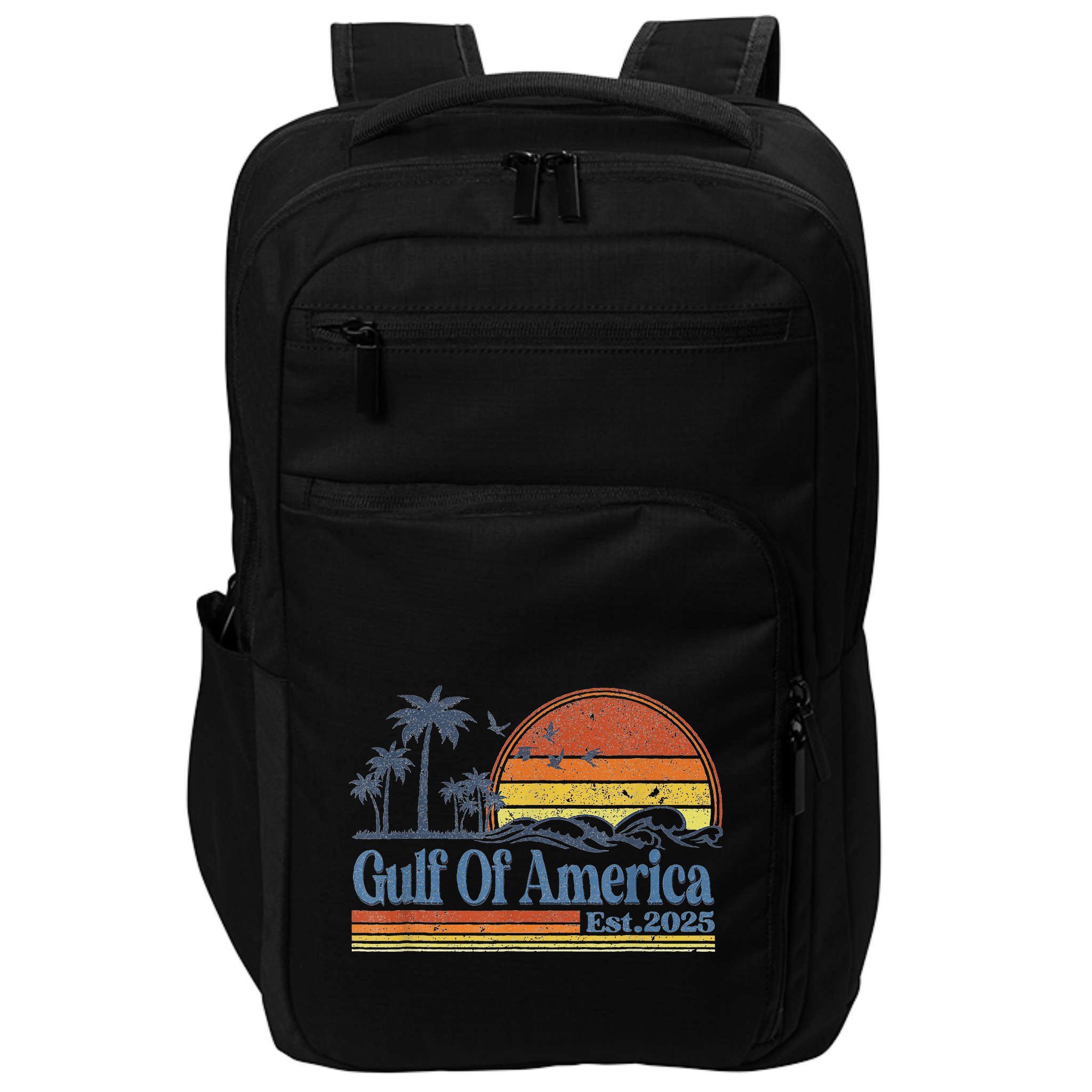Gulf Of Us America Est 2025 Retro Vintage Beach Impact Tech Backpack