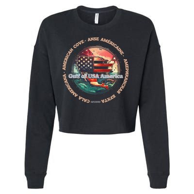 Gulf Of US America Est 2025 Retro Vintage Cropped Pullover Crew