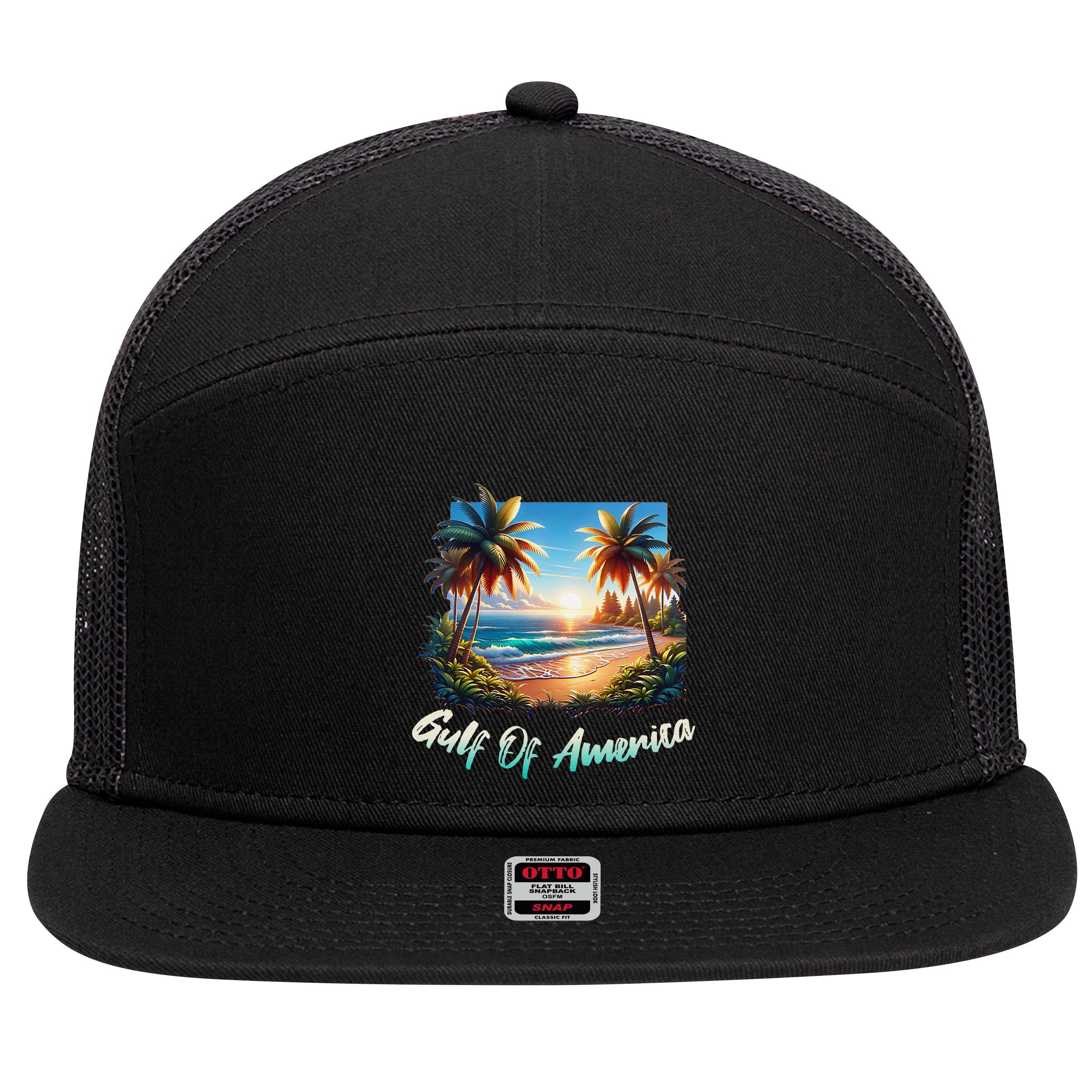Gulf Of Usa America Beach Ocean Vibes AmericaS Gulf 7 Panel Mesh Trucker Snapback Hat