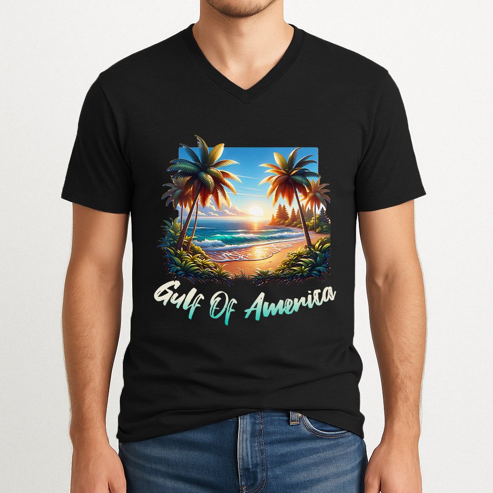 Gulf Of Usa America Beach Ocean Vibes AmericaS Gulf V-Neck T-Shirt
