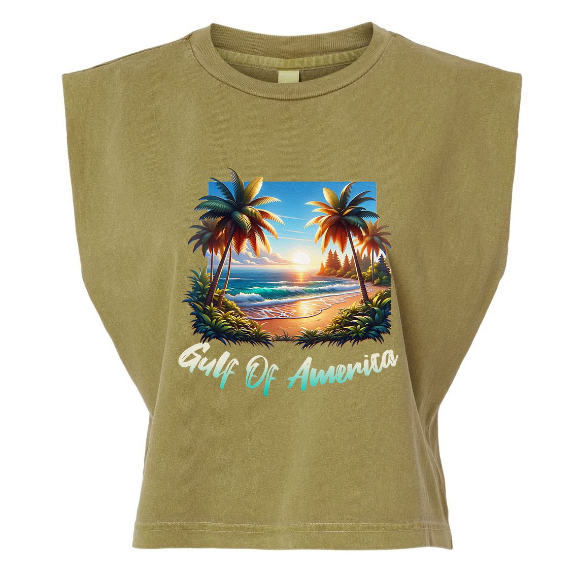 Gulf Of Usa America Beach Ocean Vibes AmericaS Gulf Garment-Dyed Women's Muscle Tee