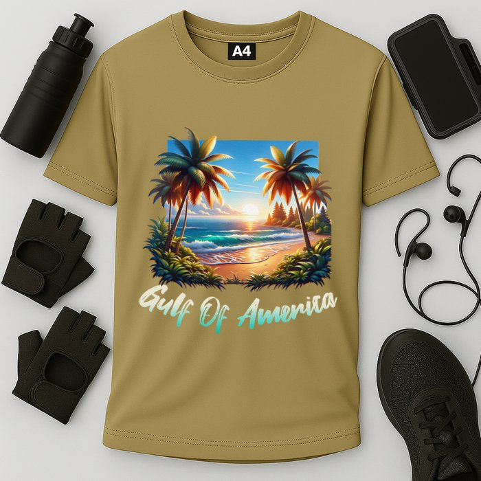 Gulf Of Usa America Beach Ocean Vibes AmericaS Gulf Cooling Performance Crew T-Shirt