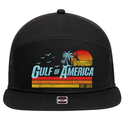Gulf Of USA America Est 2025 Retro Vintage Beach 7 Panel Mesh Trucker Snapback Hat