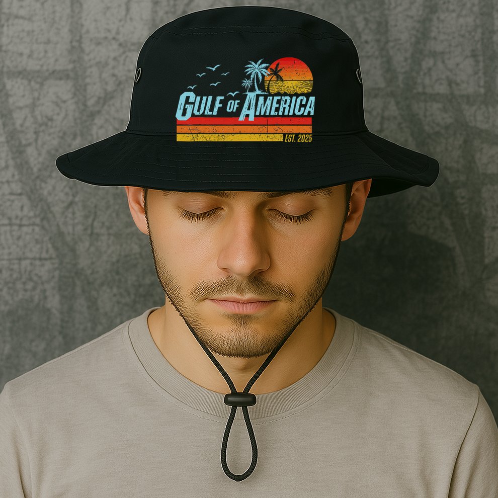 Gulf Of USA America Est 2025 Retro Vintage Beach Bucket Hat