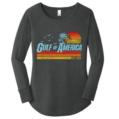 Gulf Of USA America Est 2025 Retro Vintage Beach Women's Perfect Tri Tunic Long Sleeve Shirt