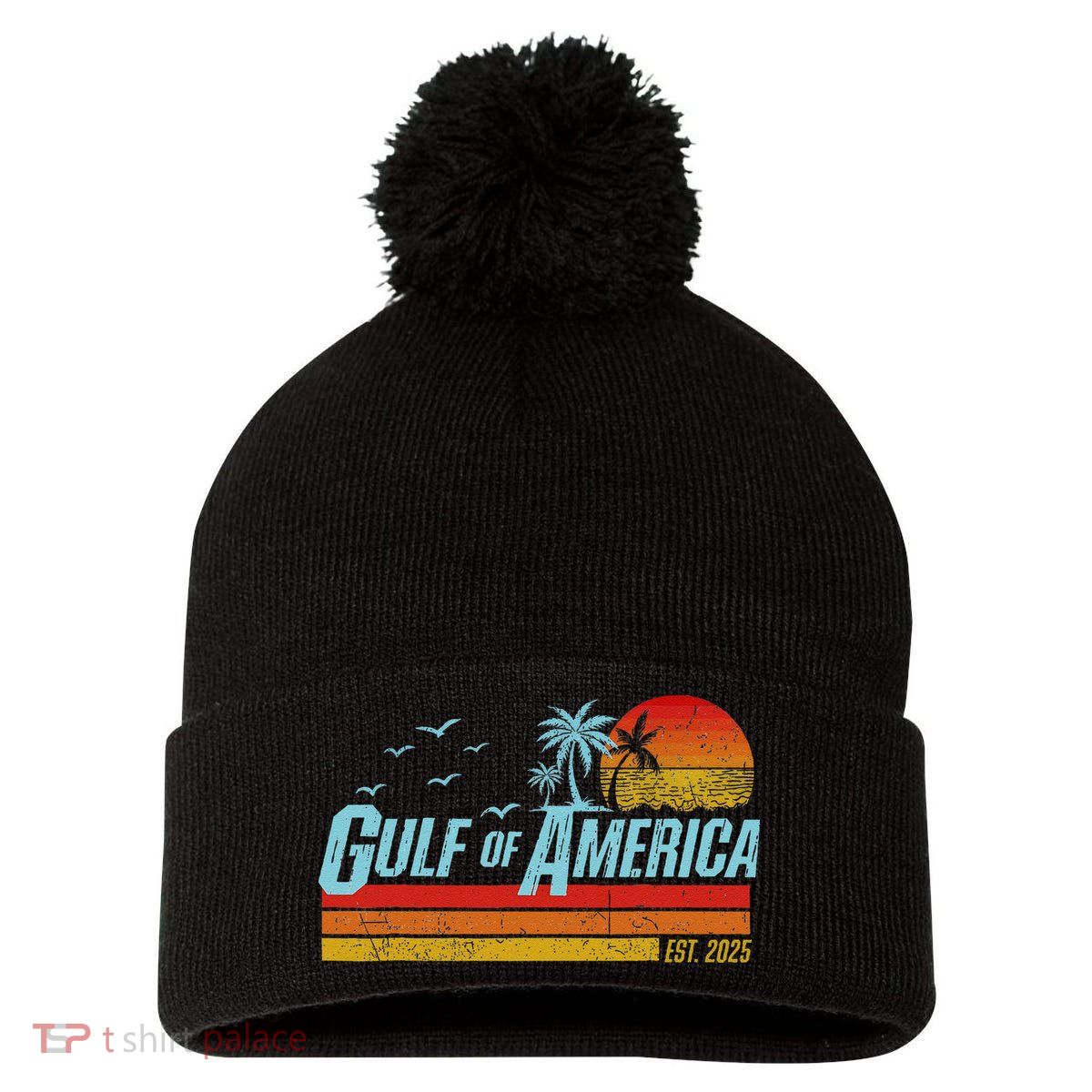 Gulf Of USA America Est 2025 Retro Vintage Beach Pom Pom 12in Knit Beanie