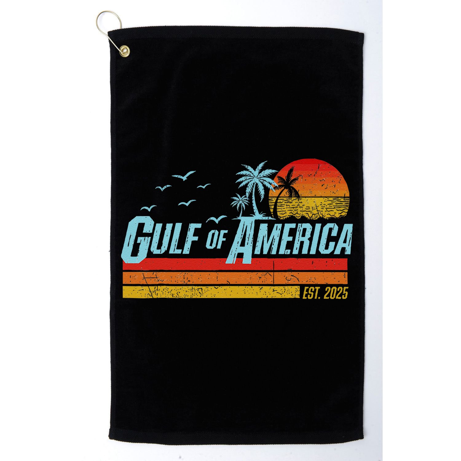 Gulf Of USA America Est 2025 Retro Vintage Beach Golf Towel
