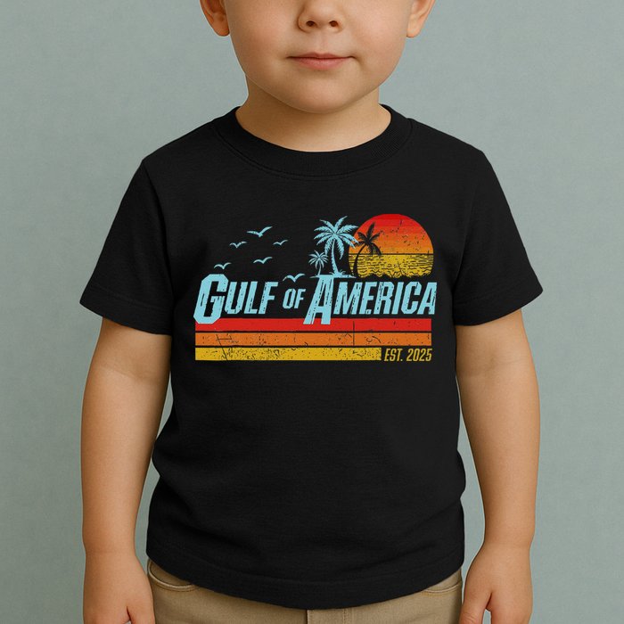 Gulf Of USA America Est 2025 Retro Vintage Beach Toddler T-Shirt