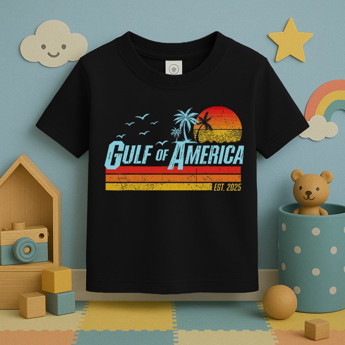 Gulf Of USA America Est 2025 Retro Vintage Beach Toddler T-Shirt
