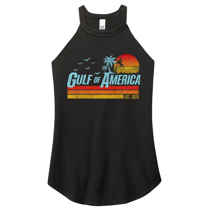 Gulf Of USA America Est 2025 Retro Vintage Beach Women's Perfect Tri Rocker Tank