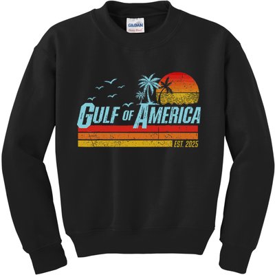 Gulf Of USA America Est 2025 Retro Vintage Beach Kids Sweatshirt