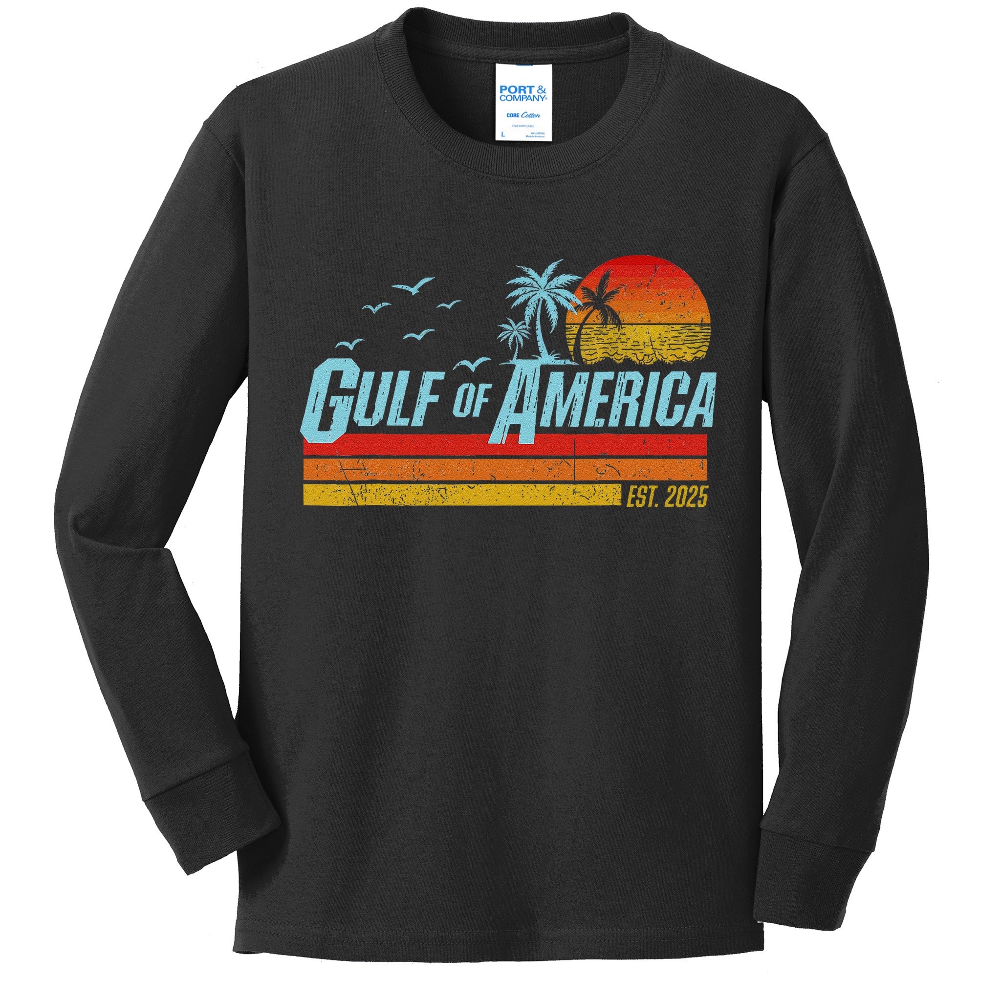 Gulf Of USA America Est 2025 Retro Vintage Beach Kids Long Sleeve Shirt