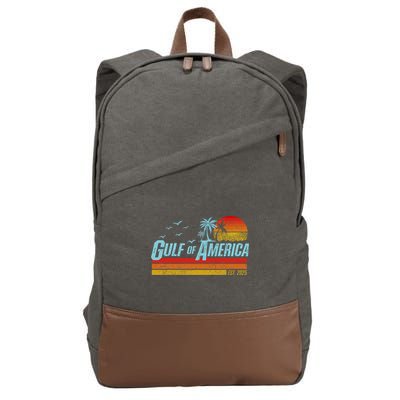 Gulf Of USA America Est 2025 Retro Vintage Beach Cotton Canvas Backpack