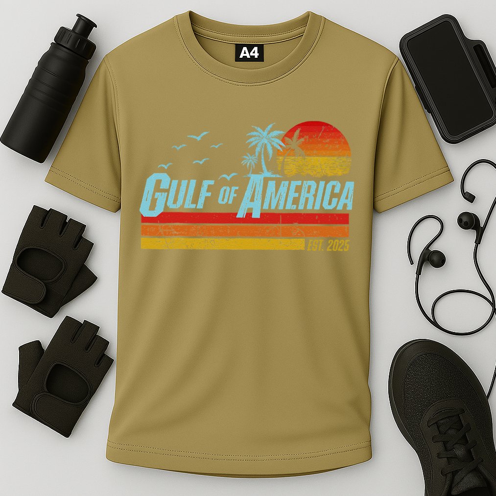 Gulf Of USA America Est 2025 Retro Vintage Beach Cooling Performance Crew T-Shirt