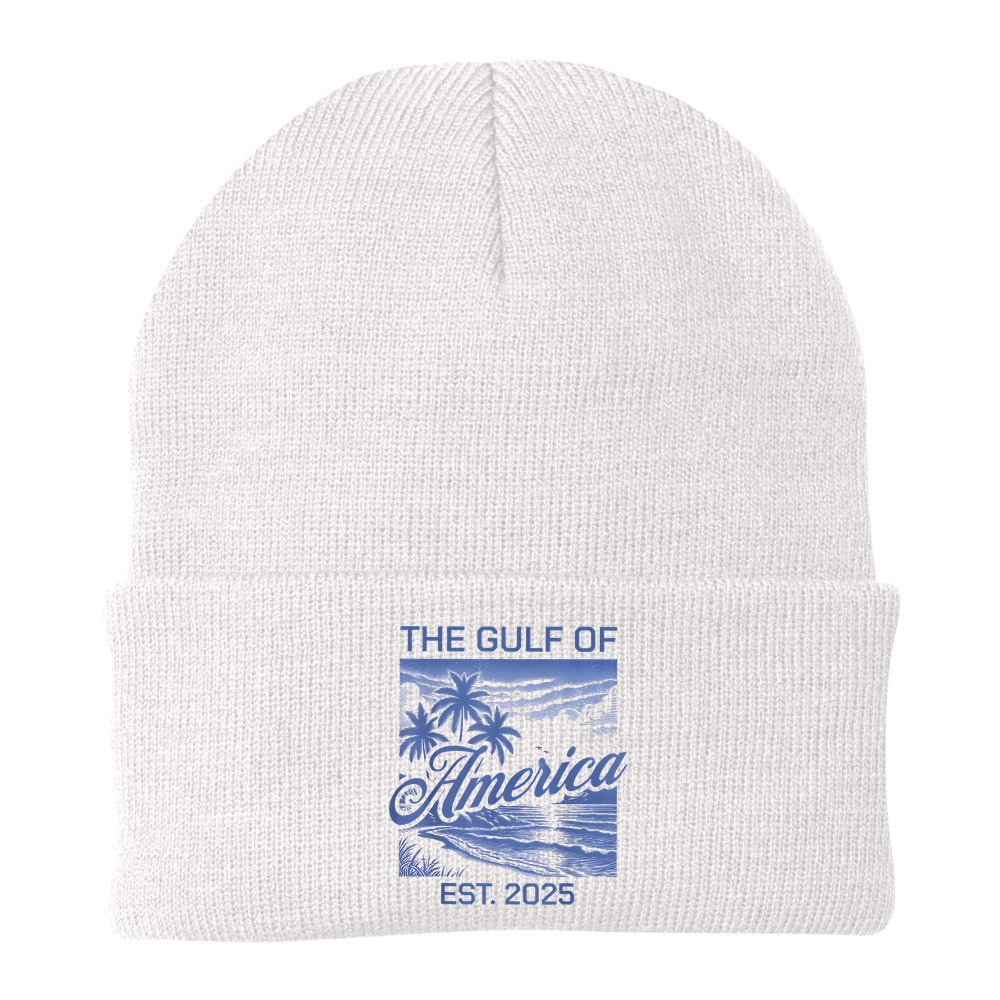 Gulf Of Usa America Est 2025 American Flag Gulf Mexico Beanie
