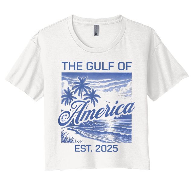 Gulf Of Usa America Est 2025 American Flag Gulf Mexico Crop Top