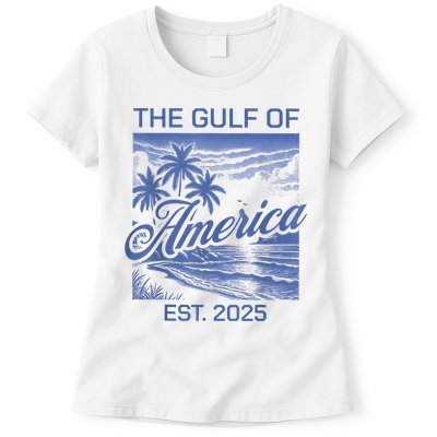 Gulf Of Usa America Est 2025 American Flag Gulf Mexico Womens T-Shirt