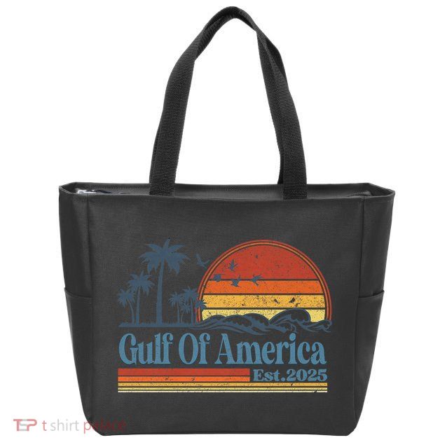 Gulf Of Us America Est 2025 Retro Vintage Beach Zip Tote Bag