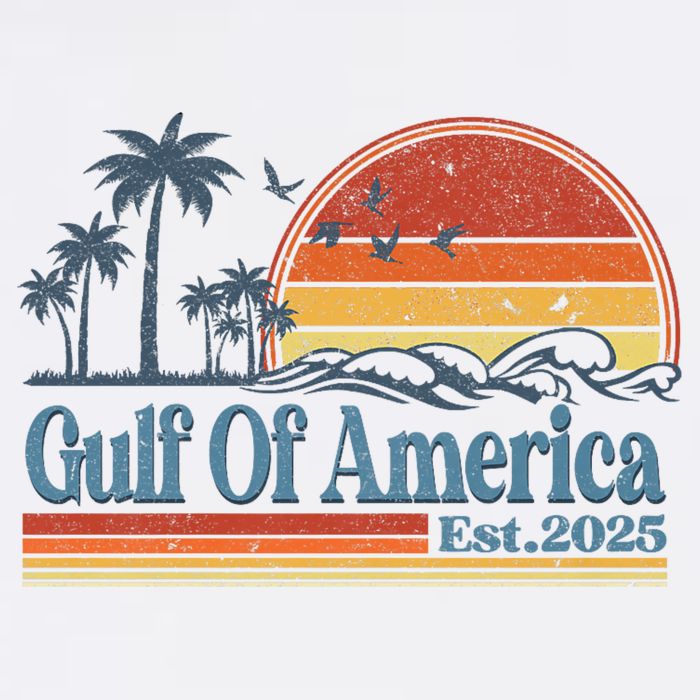 Gulf Of Us America Est 2025 Retro Vintage Beach Yupoong Adult 5-Panel Trucker Hat