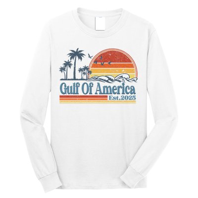 Gulf Of Us America Est 2025 Retro Vintage Beach Long Sleeve Shirt
