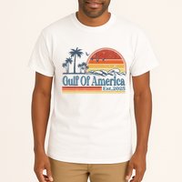 Gulf Of Us America Est 2025 Retro Vintage Beach Tall T-Shirt