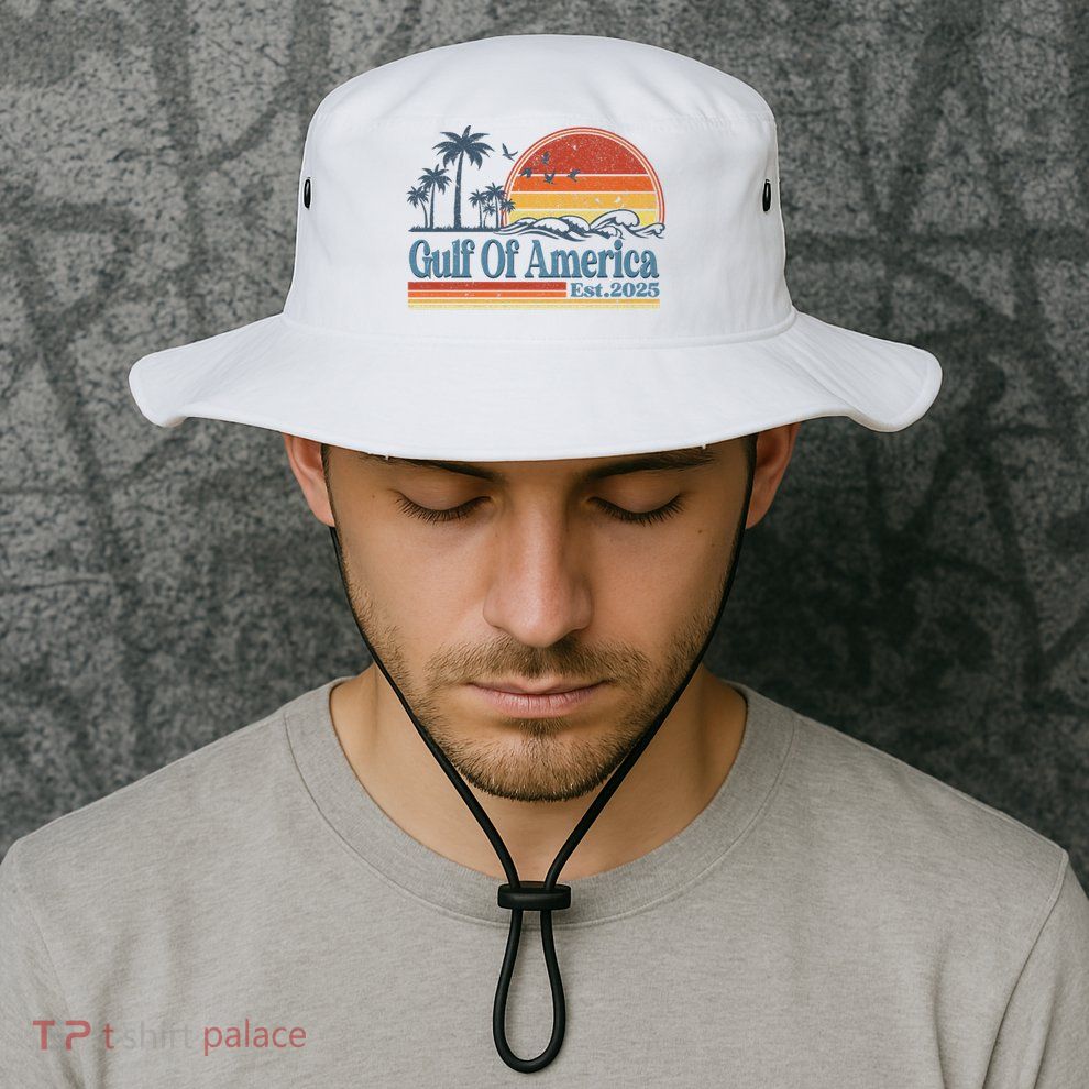 Gulf Of Us America Est 2025 Retro Vintage Beach Bucket Hat