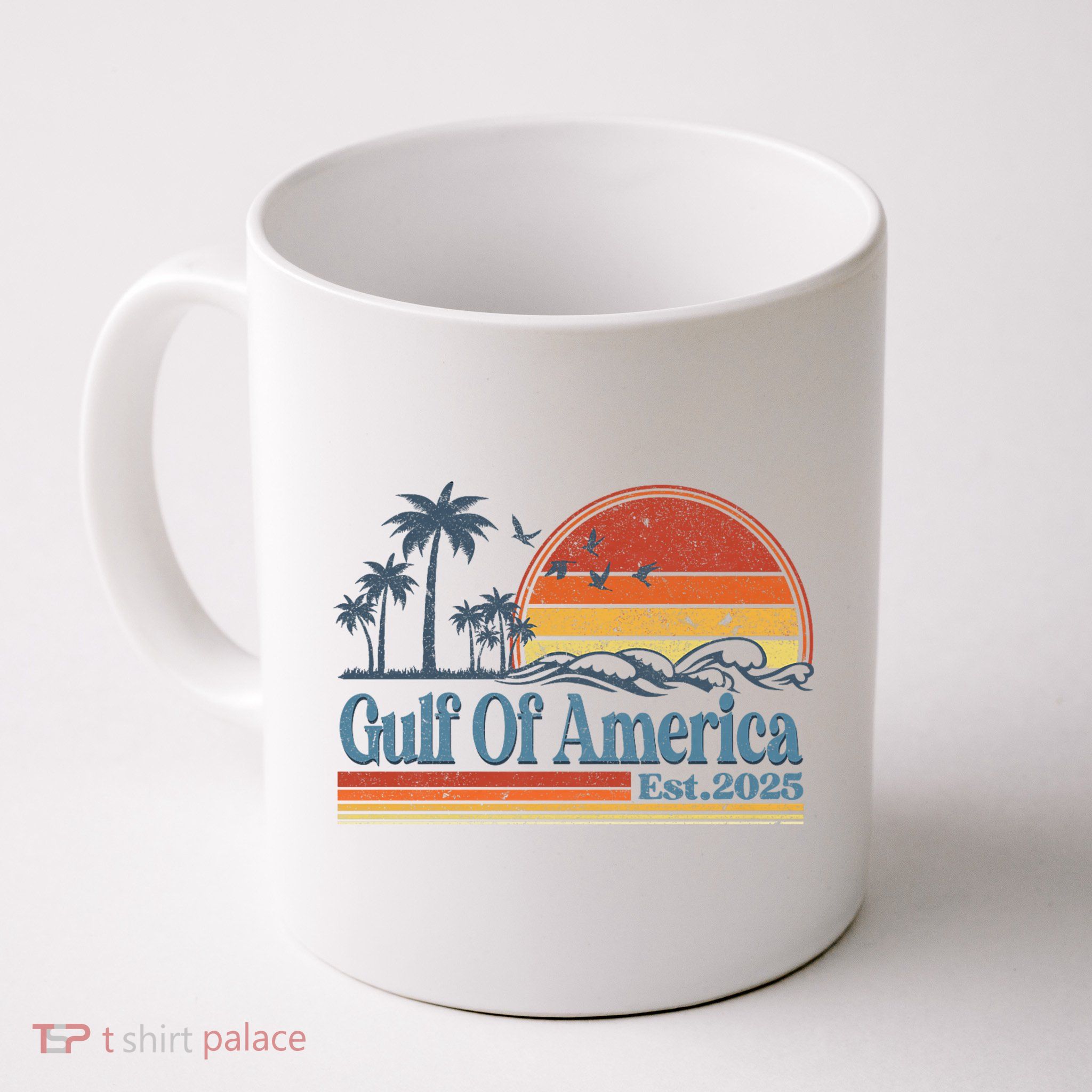 Gulf Of Us America Est 2025 Retro Vintage Beach Coffee Mug