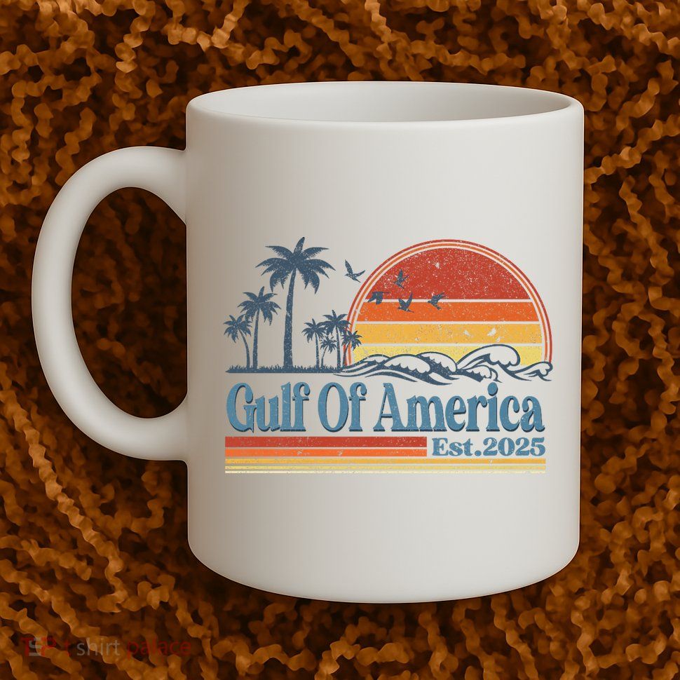 Gulf Of Us America Est 2025 Retro Vintage Beach Coffee Mug