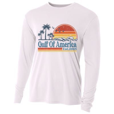 Gulf Of Us America Est 2025 Retro Vintage Beach Cooling Performance Long Sleeve Crew