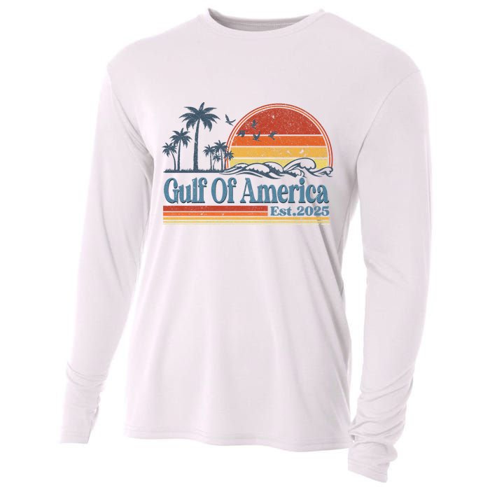 Gulf Of Us America Est 2025 Retro Vintage Beach Cooling Performance Long Sleeve Crew