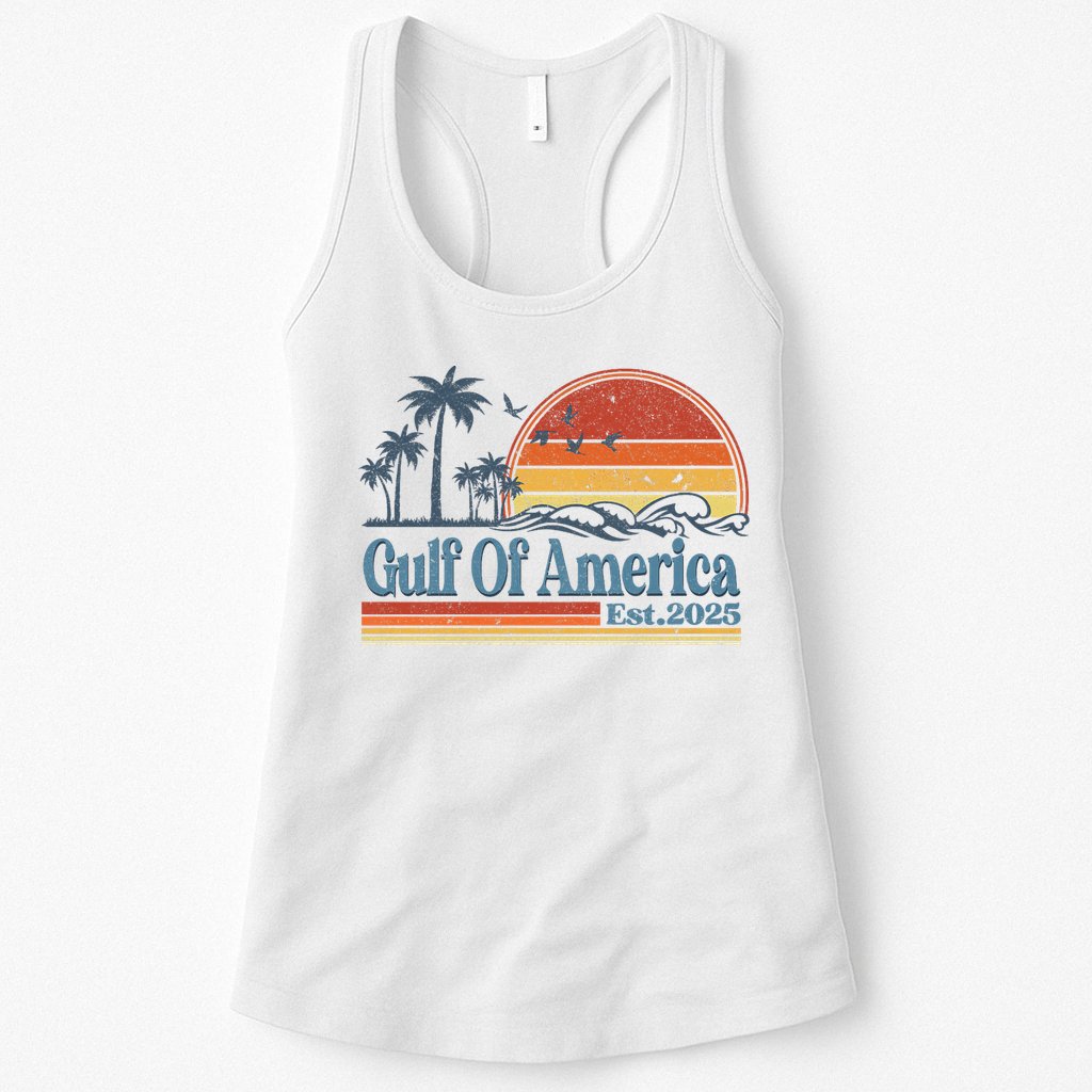 Gulf Of Us America Est 2025 Retro Vintage Beach Womens Tank Top