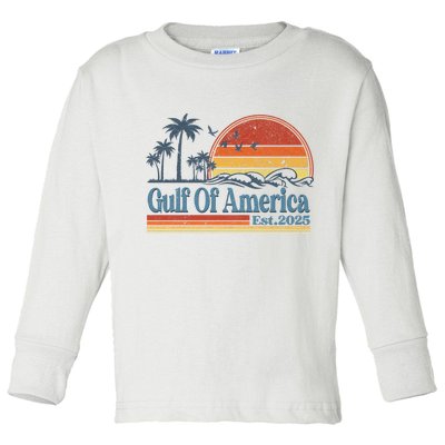 Gulf Of Us America Est 2025 Retro Vintage Beach Toddler Long Sleeve Shirt