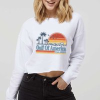 Gulf Of Us America Est 2025 Retro Vintage Beach Cropped Pullover Crew
