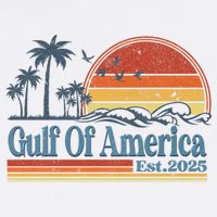 Gulf Of Us America Est 2025 Retro Vintage Beach Cropped Pullover Crew