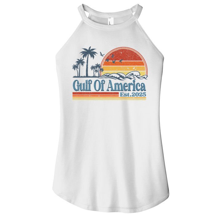 Gulf Of Us America Est 2025 Retro Vintage Beach Women's Perfect Tri Rocker Tank
