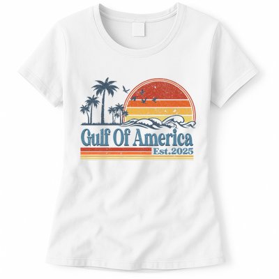 Gulf Of Us America Est 2025 Retro Vintage Beach Womens T-Shirt