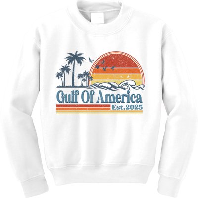 Gulf Of Us America Est 2025 Retro Vintage Beach Kids Sweatshirt