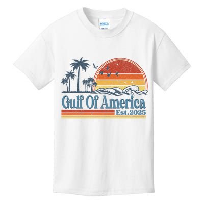 Gulf Of Us America Est 2025 Retro Vintage Beach Kids T-Shirt