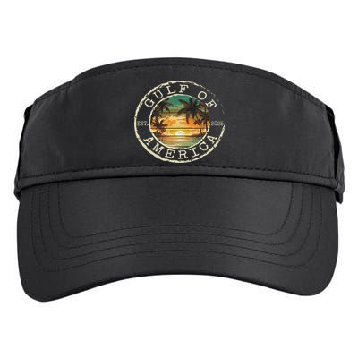 Gulf Of Us America Est 2025 Vintage Beach Stamp Women Adult Drive Performance Visor