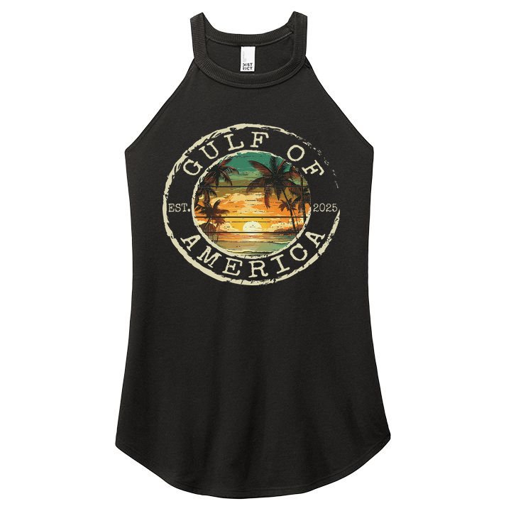 Gulf Of Us America Est 2025 Vintage Beach Stamp Women Women's Perfect Tri Rocker Tank