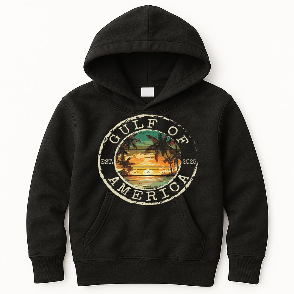 Gulf Of Us America Est 2025 Vintage Beach Stamp Women Kids Hoodie