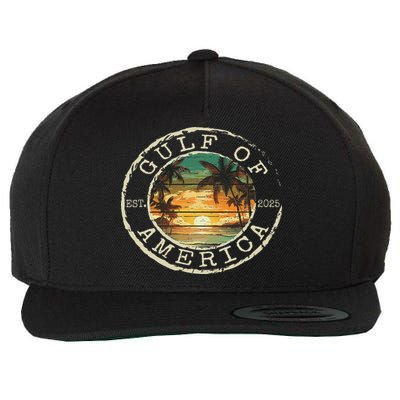 Gulf Of Us America Est 2025 Vintage Beach Stamp Women Wool Snapback Cap