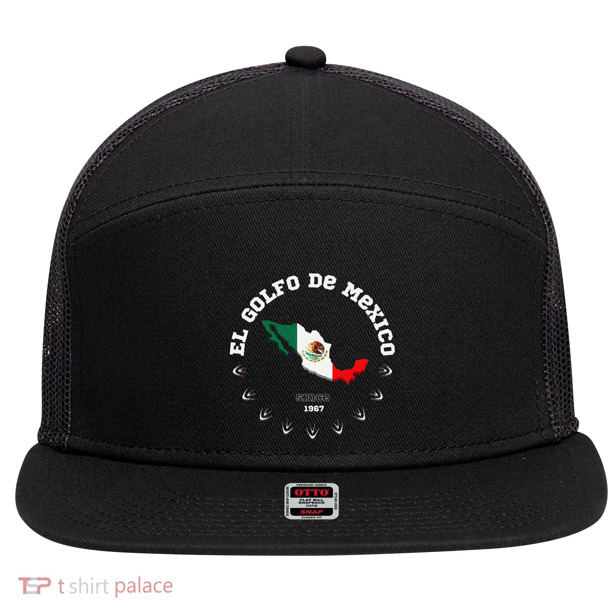 Gulf Of Usa America Funny Gulf Of Mexico Flag Map 7 Panel Mesh Trucker Snapback Hat