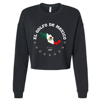 Gulf Of Usa America Funny Gulf Of Mexico Flag Map Cropped Pullover Crew