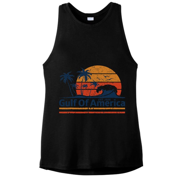 Gulf Of Usa America Est 2025 Retro Vintage Beach Ladies PosiCharge Tri-Blend Wicking Tank