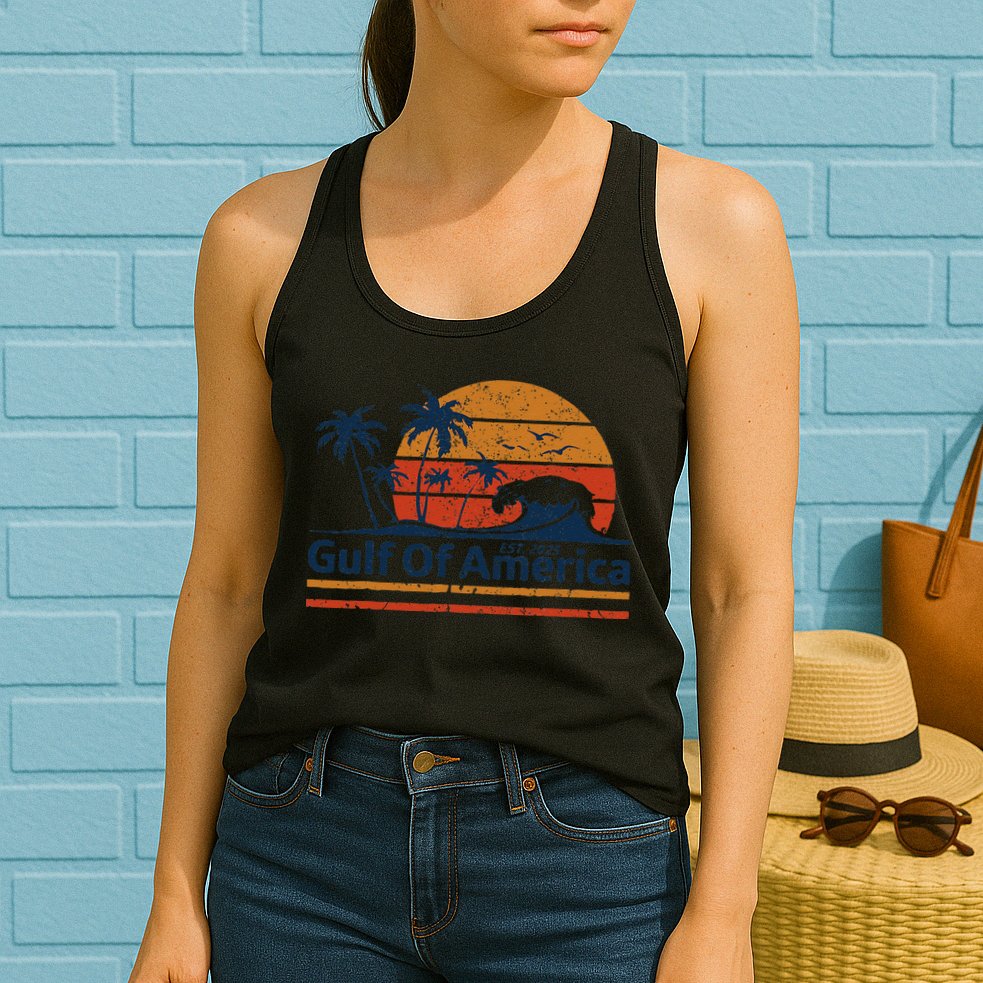 Gulf Of Usa America Est 2025 Retro Vintage Beach Womens Tank Top