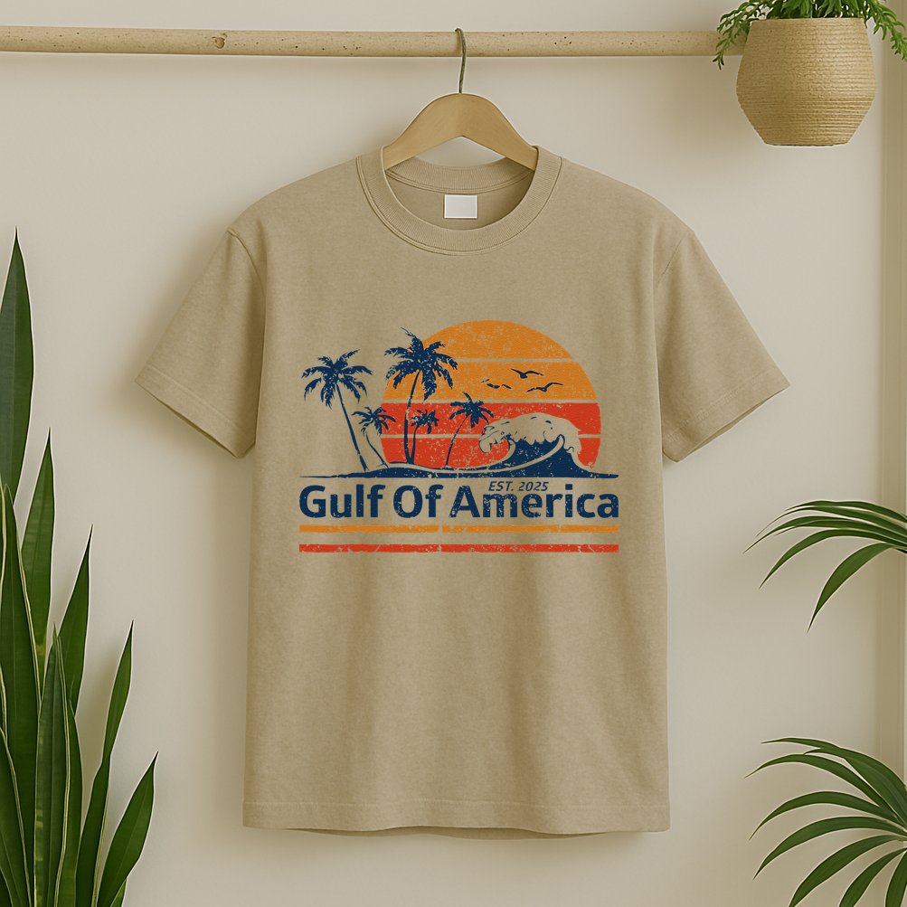 Gulf Of Usa America Est 2025 Retro Vintage Beach T-Shirt