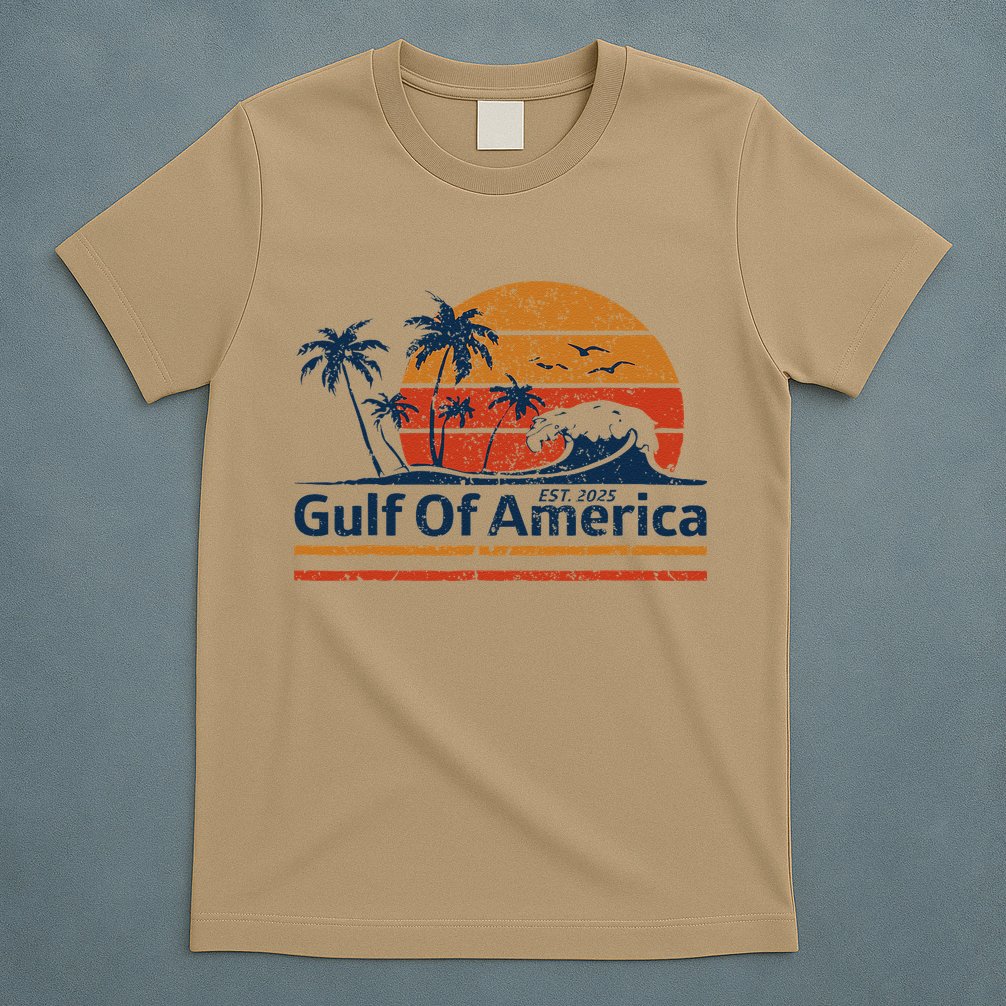 Gulf Of Usa America Est 2025 Retro Vintage Beach T-Shirt