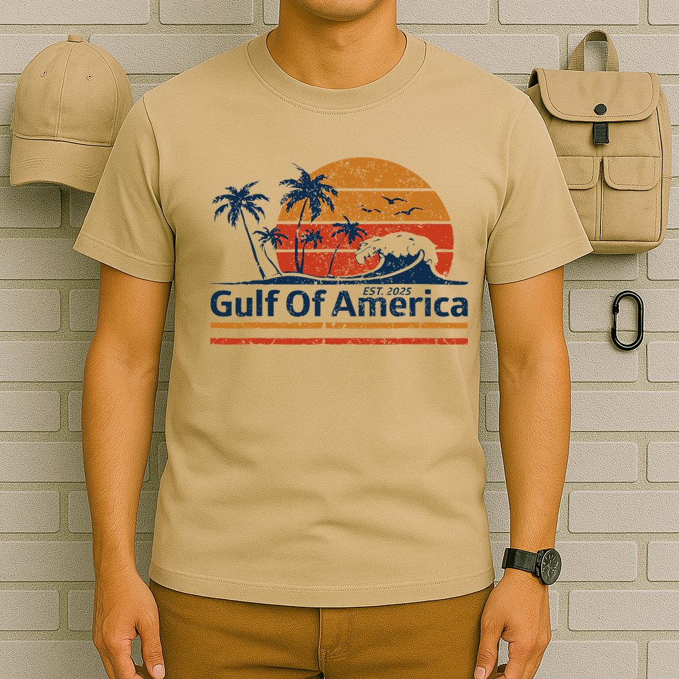 Gulf Of Usa America Est 2025 Retro Vintage Beach T-Shirt