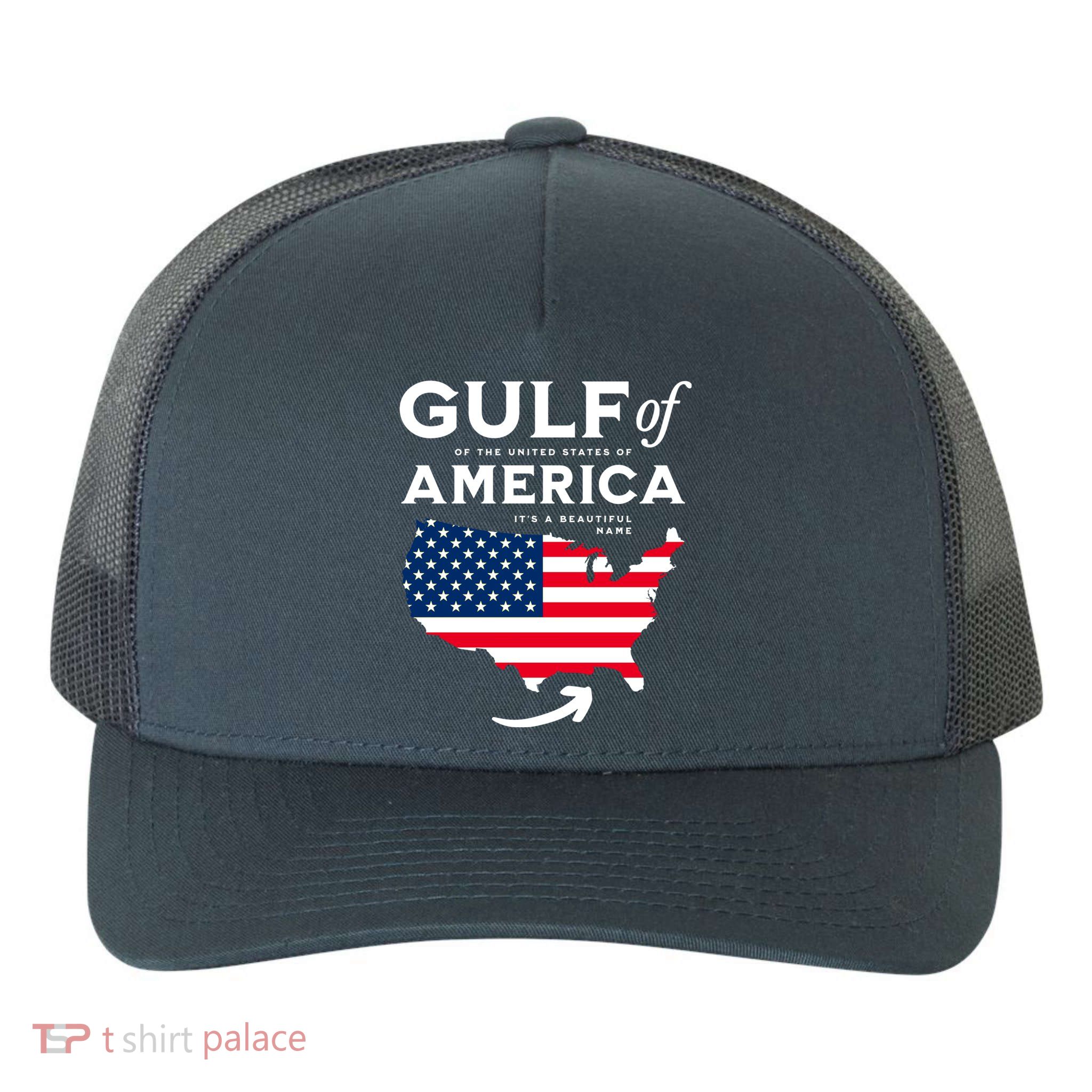 Gulf Of Us America American Flag Yupoong Adult 5-Panel Trucker Hat